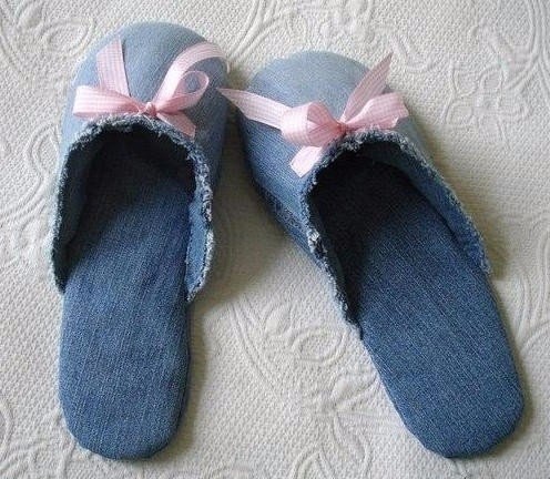 Шьем тапочки из старых джинсовых вещей
