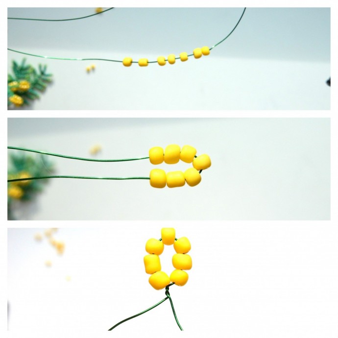 Веточка мимозы из бисера Веточка мимозы из бисера