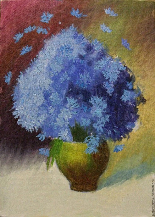 Урок рисования: букет васильков