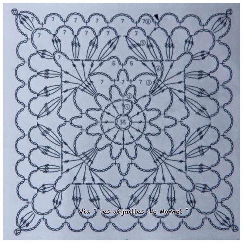 Много схем квадратных мотивов крючком