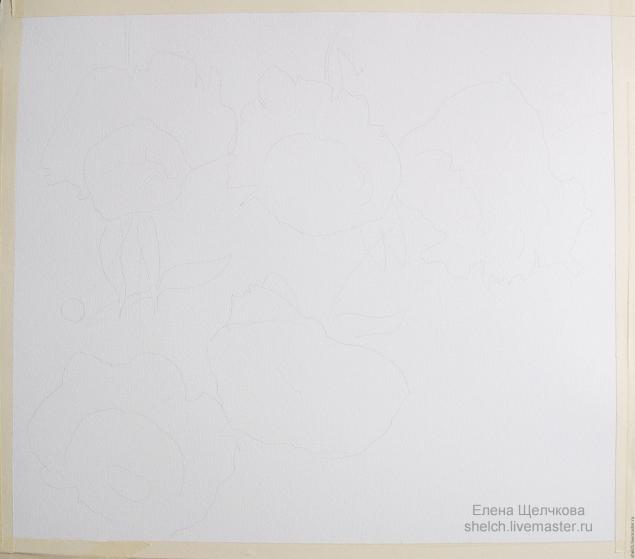 Рисуем розовые пионы в смешанной технике "акварель + акрил"