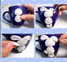 Украшаем чашку зайцем