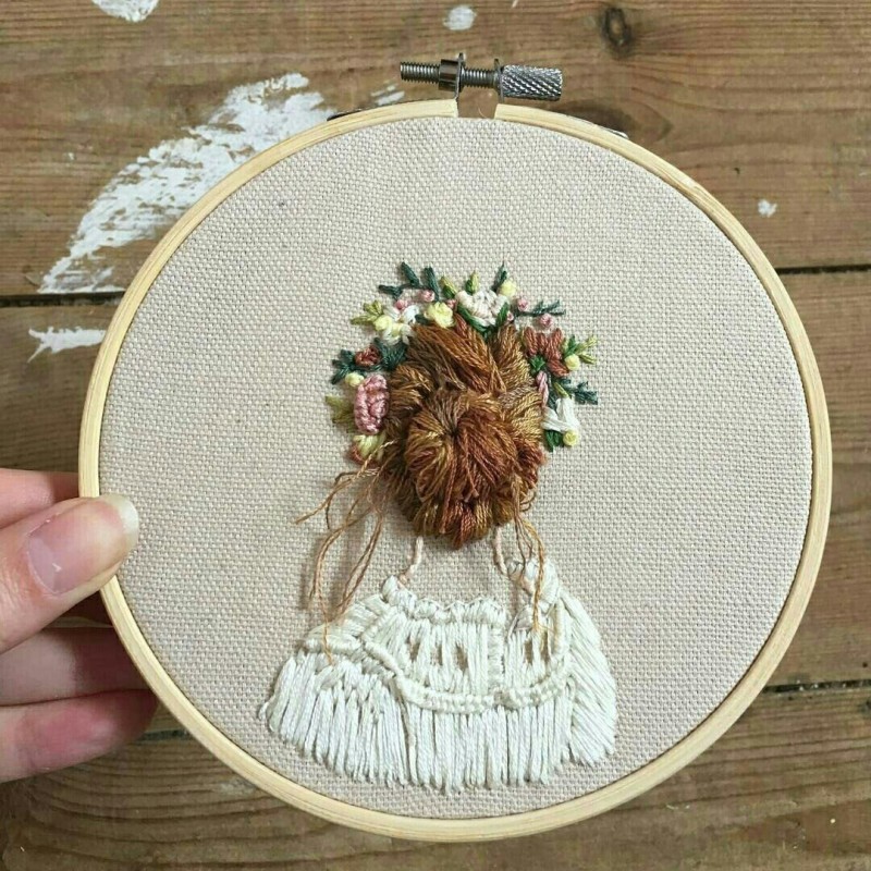 Вышивки с объемными волосами: новые идеи