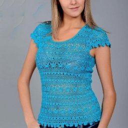 ​Ажурная бирюзовая кофточка