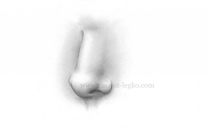 Рисуем нос человека карандашом