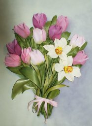 ​Вышиваем тюльпаны лентой