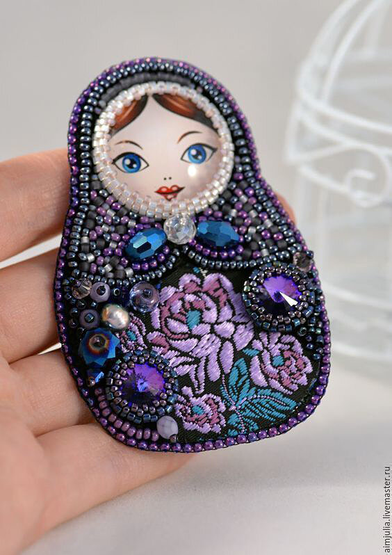 Брошки-матерешки с шаблонами