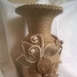 Декорирование вазы бечевкой