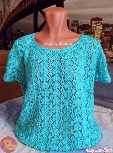 Ажурный бирюзовый топ