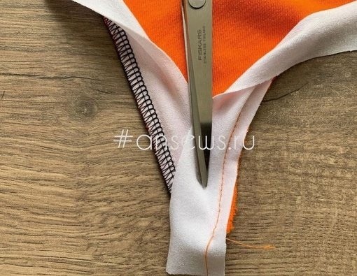 Обработка закругленного среза на трикотаже бейкой из кулирки Обработка закругленного среза на трикотаже бейкой из кулирки