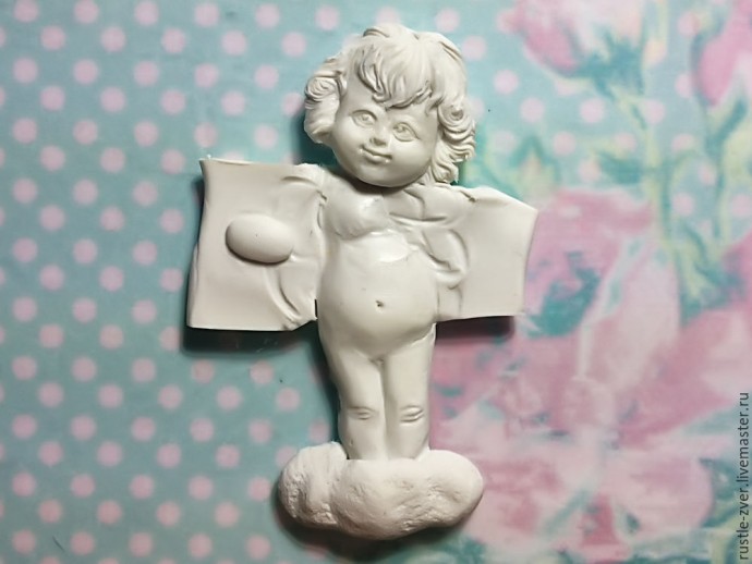 Ангел с розочками из полимерной глины