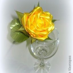 ​Роза из лент в бокале: мастер-класс