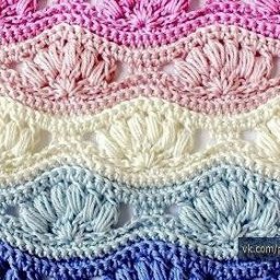 Узор крючком в виде веерочков с шишечками