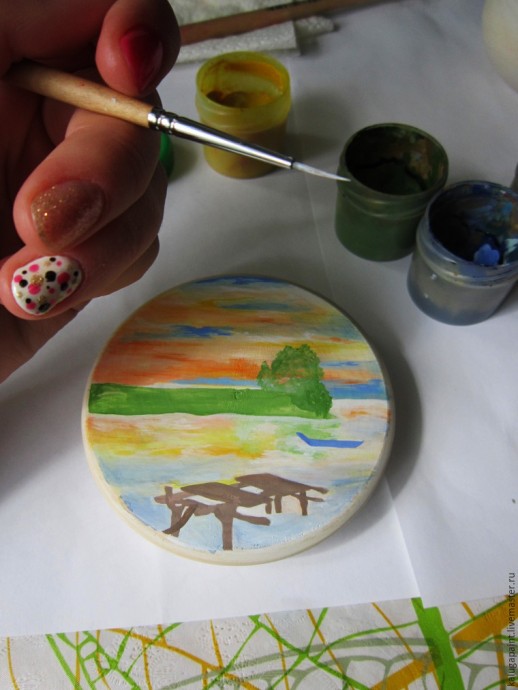 Расписываем шкатулочку с пейзажем и имитацией камня Расписываем шкатулочку с пейзажем и имитацией камня