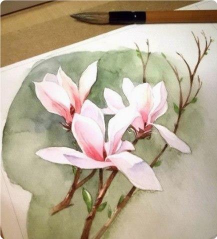 Пишeм цвeты aквapeлью