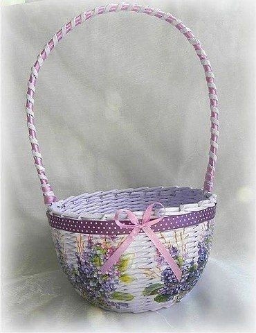 ​Плетём корзинку из газетных трубочек