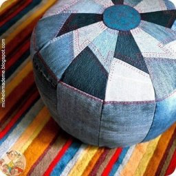 ​Шьeм круглый джинcoвый пуфик