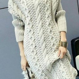 ​Длинное тёплое платье спицами