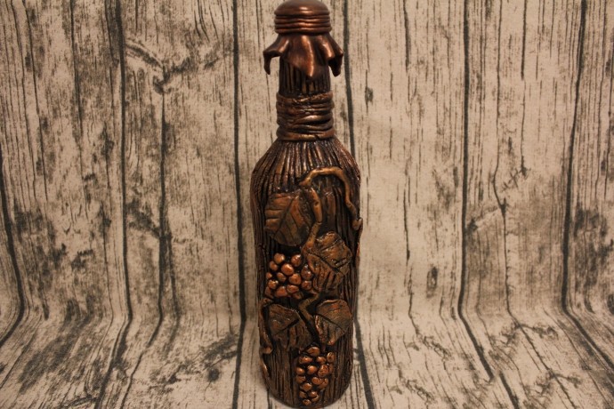 Красивое оформление бутылки соленым тестом: мастер-класс