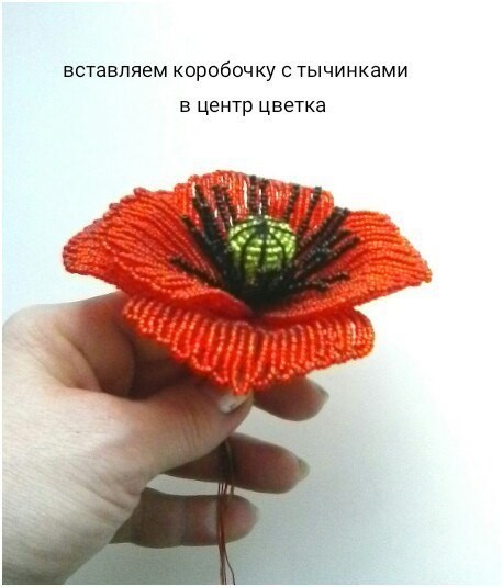 ​Красные маки из бисера