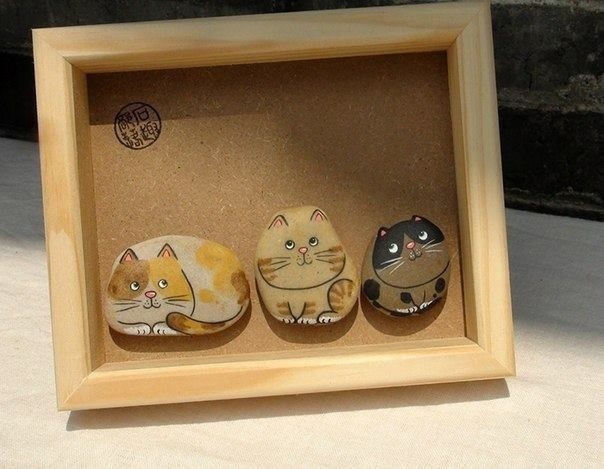 Милая роспись камешков