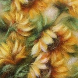 Рисуем подсолнухи шерстью