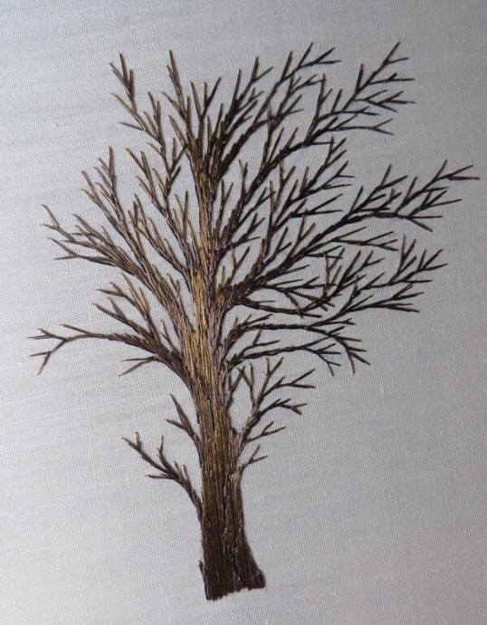 Поэтапная вышивка дерева