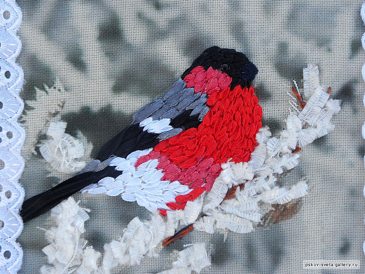 Потрясающая вышивка лентами: птицы