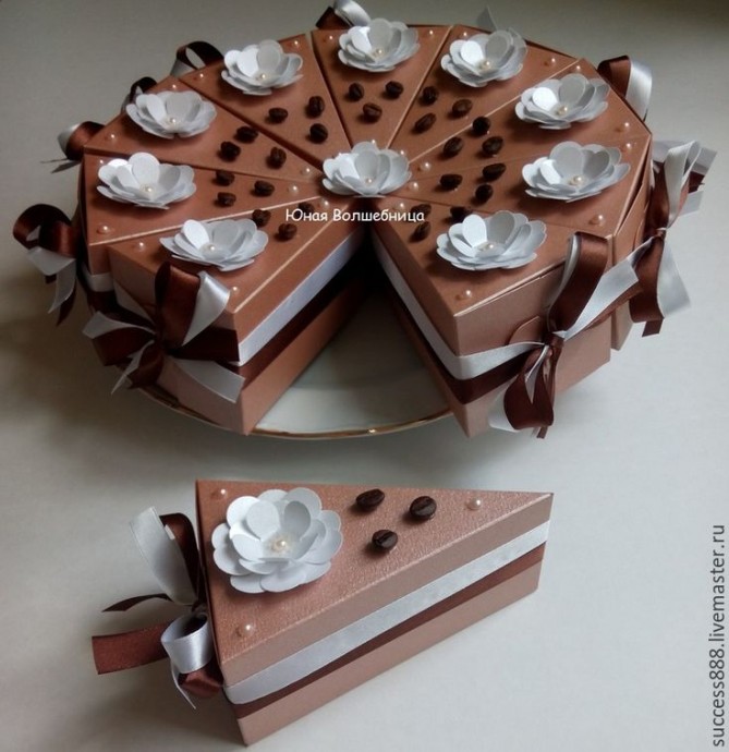 Подарочные коробочки в виде кусочка торта: схема