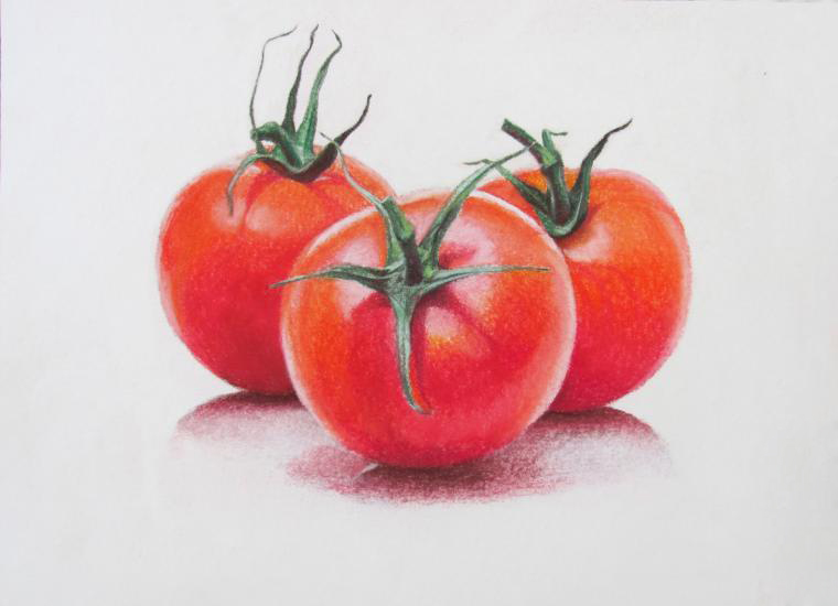 Рисуем сочные помидоры пастелью