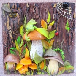 Картина из воздушного пластилина "Дружная полянка"