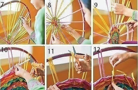 Коврик из старых футболок на обруче хула-хуп