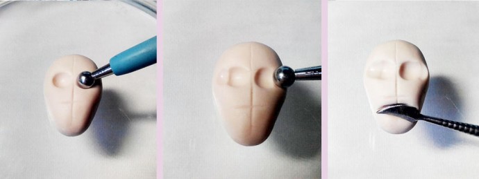 Миниатюрное личико для интерьерной куклы