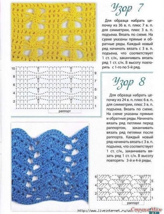 Подборка узоров крючком Подборка узоров крючком
