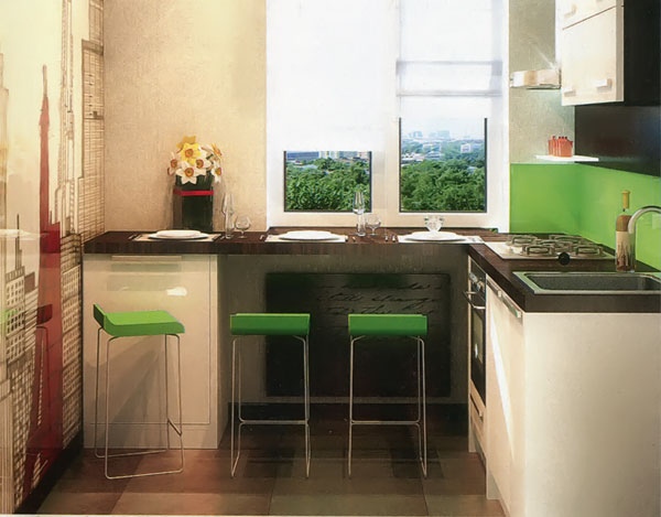 Кухонный стол вместо подоконника: идеи