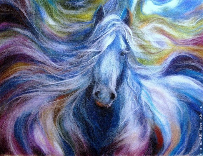 Лошади в технике шерстяной акварели: восхитительные идеи