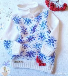 ​Чудесные узоры для свитера в прохладных синих тонах