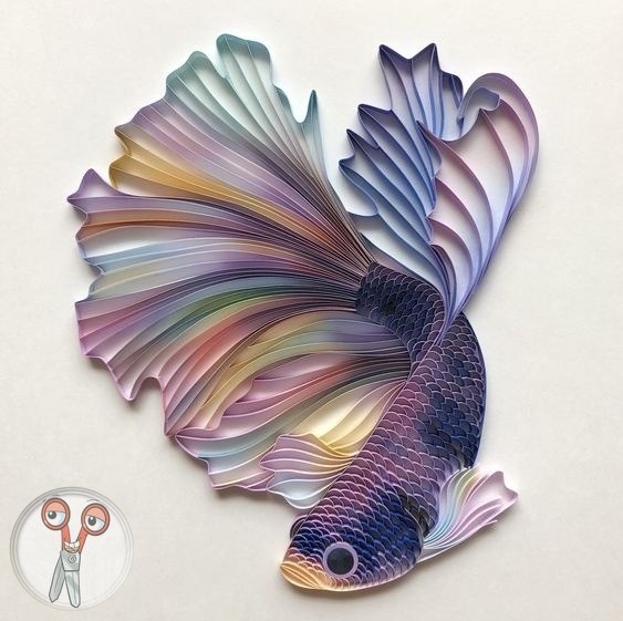 Quilling tekniği kullanılarak yapılmış muhteşem balık