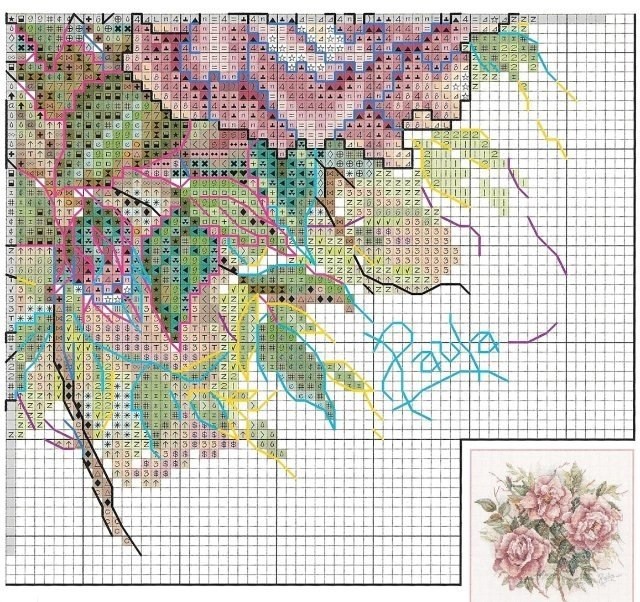 Подушка с цветочной вышивкой