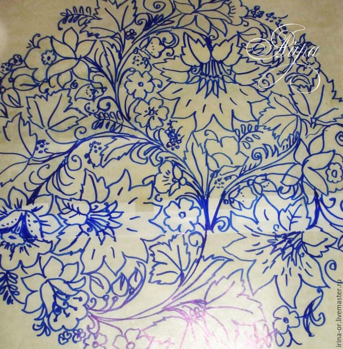 Роспись куртки в русском стиле