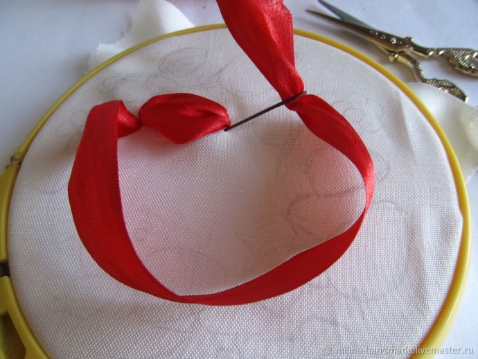 Вышивка клубники атласными лентами Вышивка клубники атласными лентами