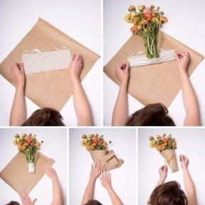 Делаем милую упаковку для весенних цветов из того, что есть под рукой