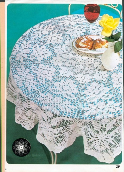​Филейная скатерть для круглого стола
