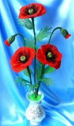 ​Красные маки из бисера