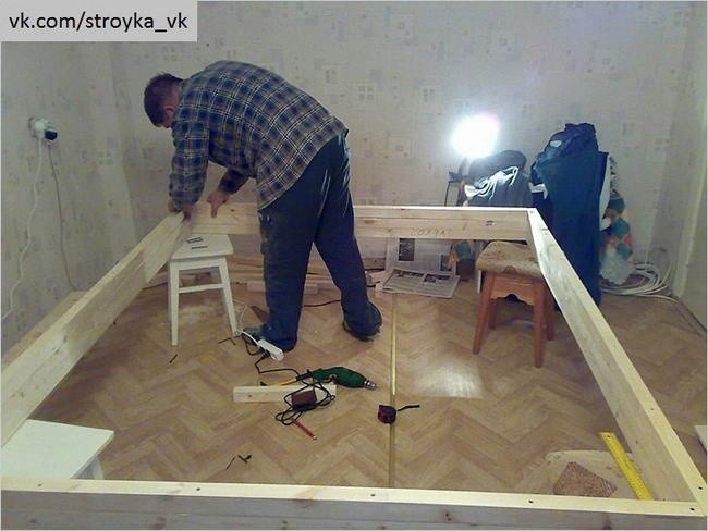 Примечательная двуспальная кровать своими руками