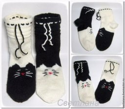 Носочки-кошечки на 5 спицах