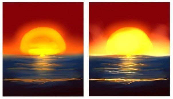 Рисунок "Солнце садится в море"