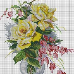 Вышиваем красивые букеты в вазах