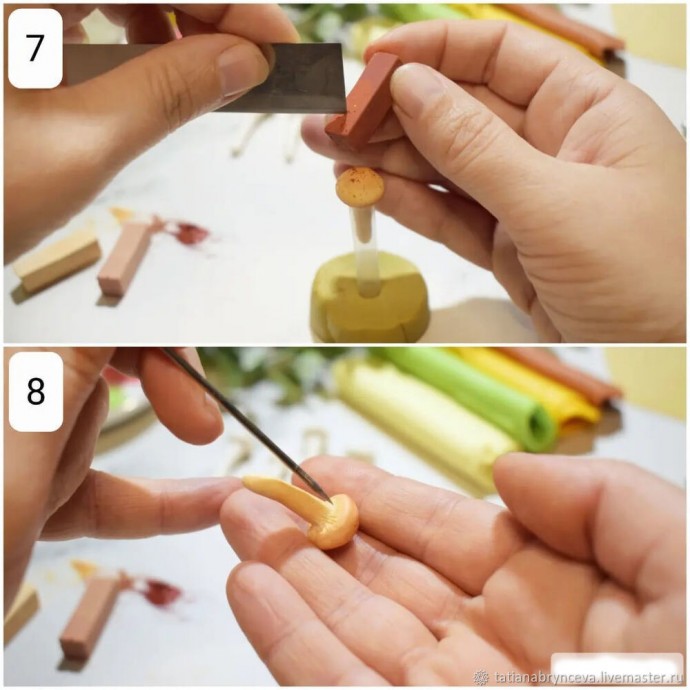 Брошь с опятами из полимерной глины Брошь с опятами из полимерной глины