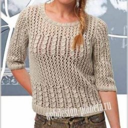 Ажурный джемпер спицами
